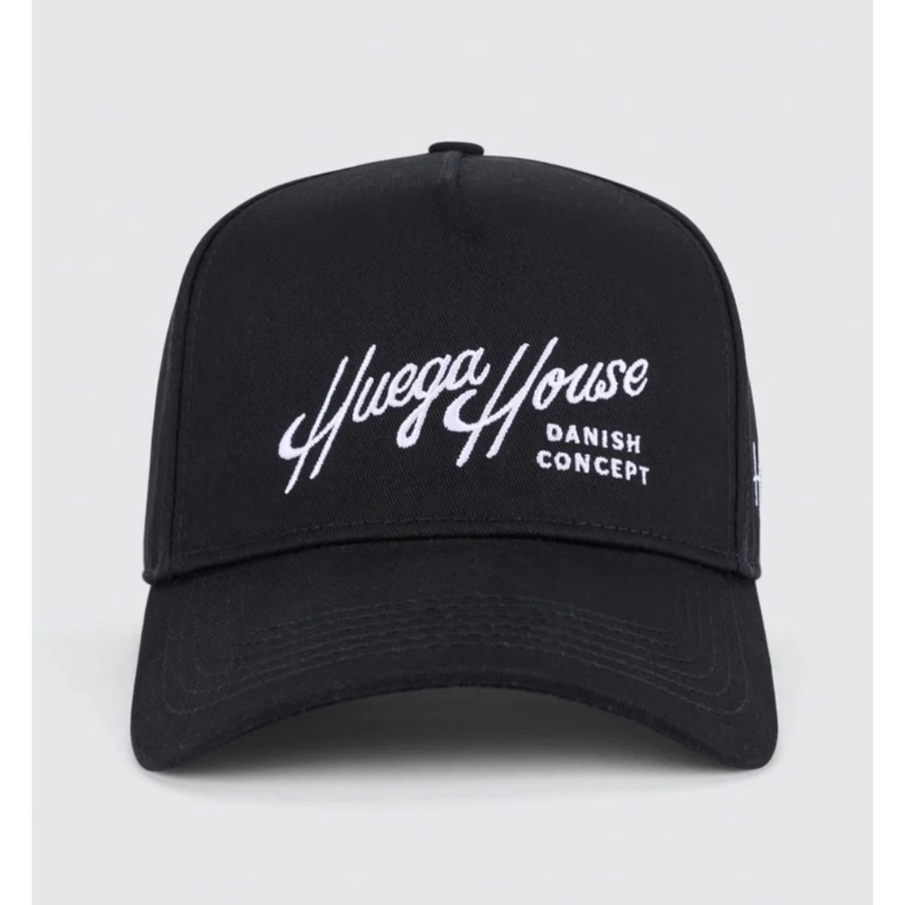 Huega House Trucker Hat Unisex OSFA Black NWT Danish Concept Snapback Cap